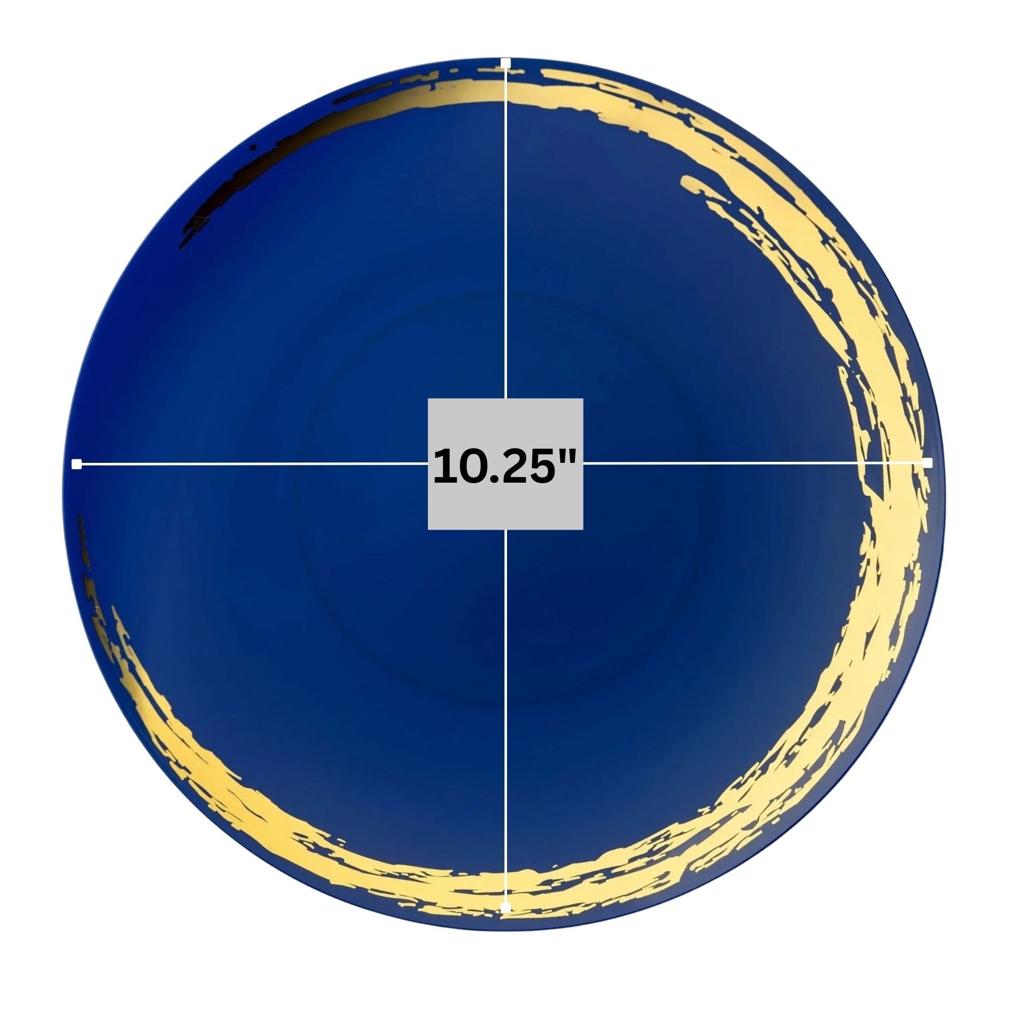 10.25" Blue & Gold Plastic Dinner Plates-Whisk -10 Pack