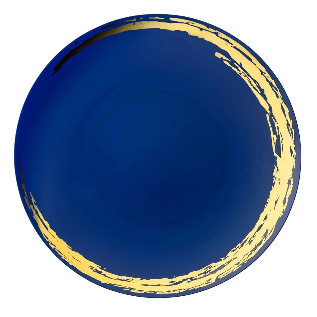 10.25" Blue & Gold Plastic Dinner Plates-Whisk -10 Pack