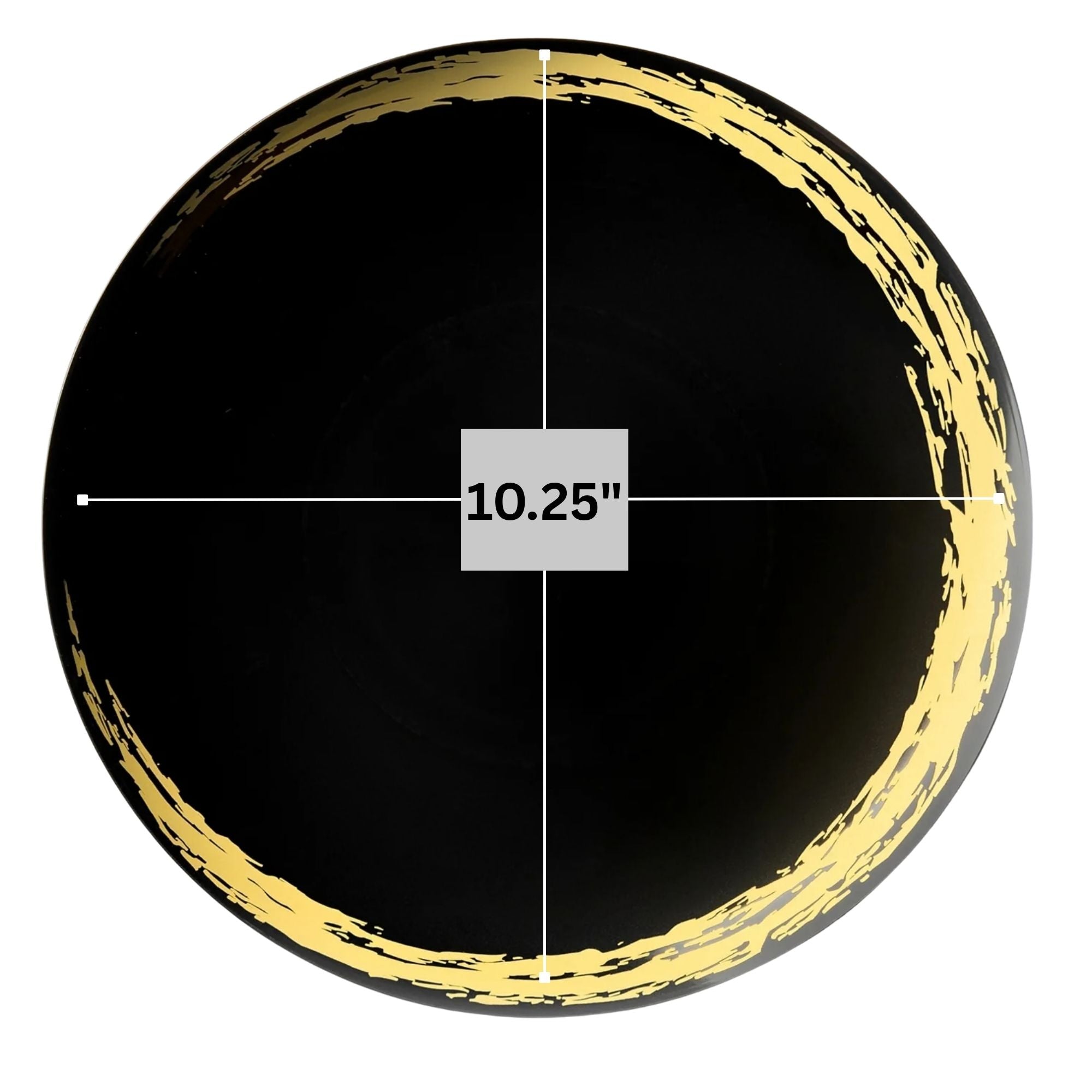 Whisk 10.25" Black & Gold Disposable Plastic Dinner Plates 10 Pcs