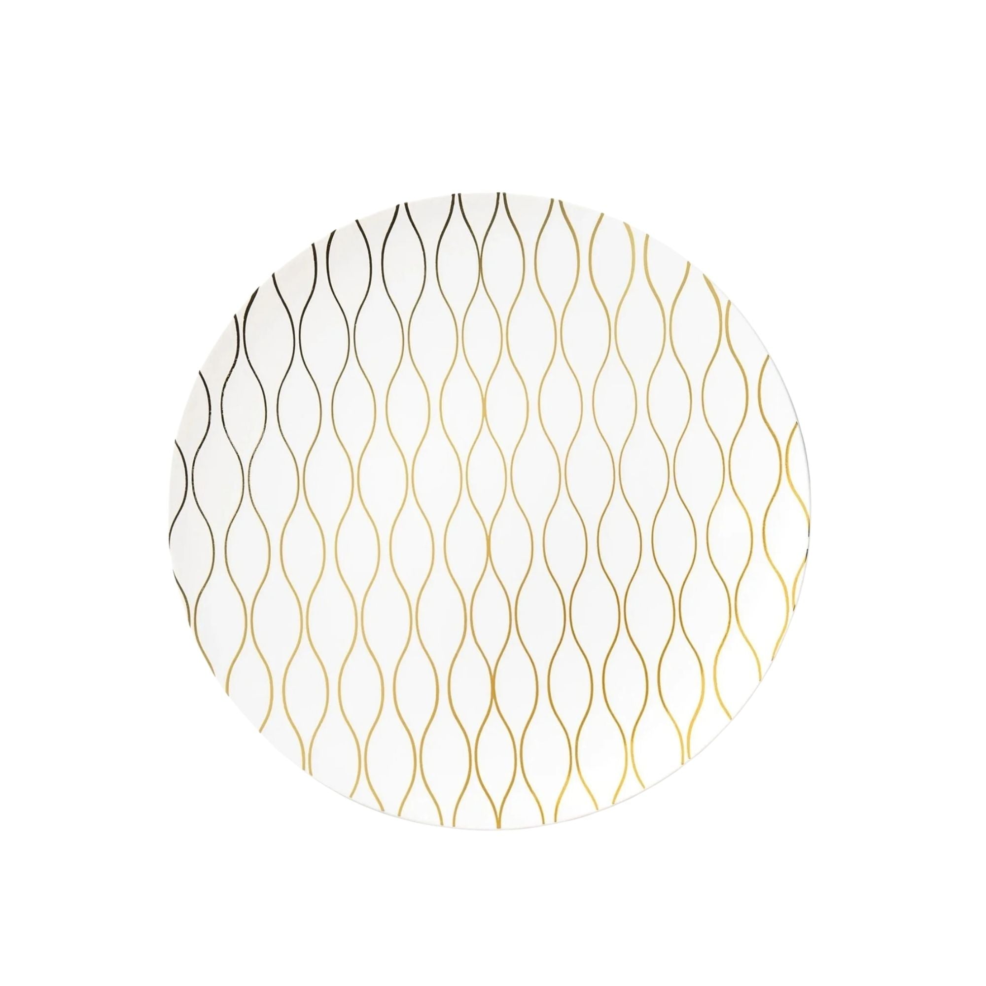 Whisk 7.5" White & Gold Disposable Plastic Appetizer/Dessert Plate 10 Pack