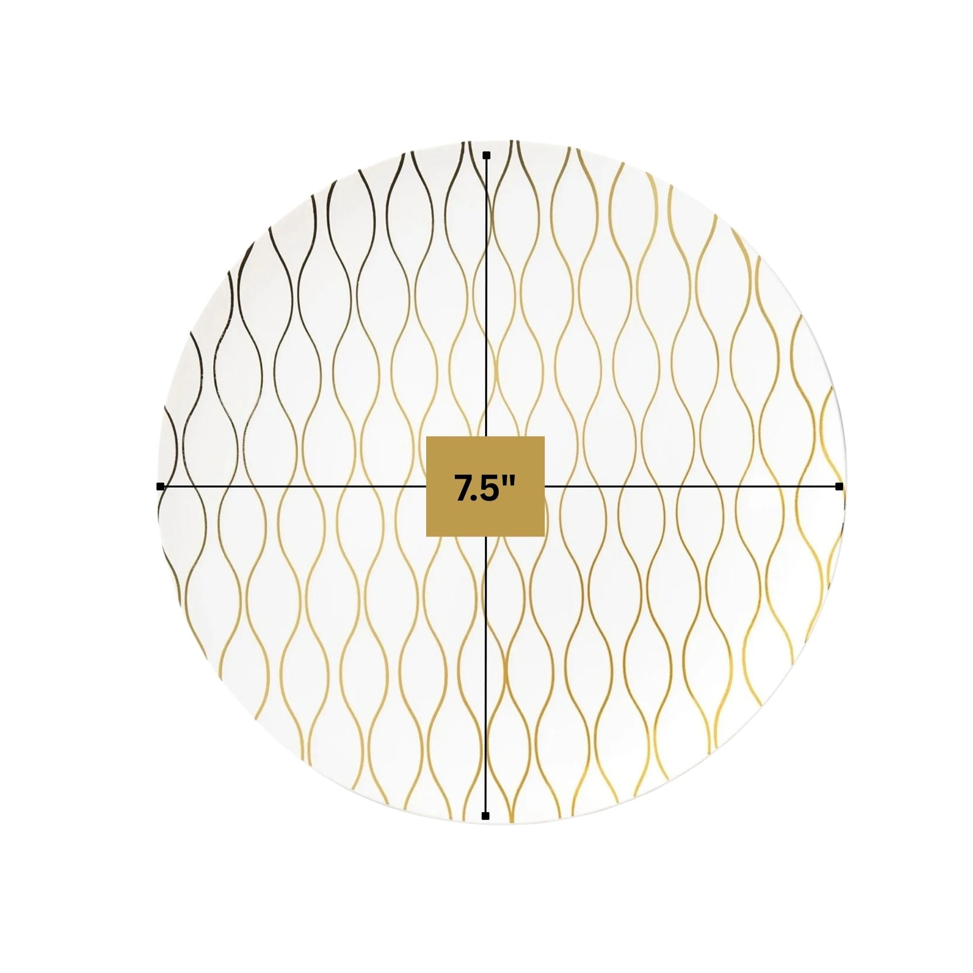 Whisk 7.5" White & Gold Disposable Plastic Appetizer/Dessert Plate 10 Pack