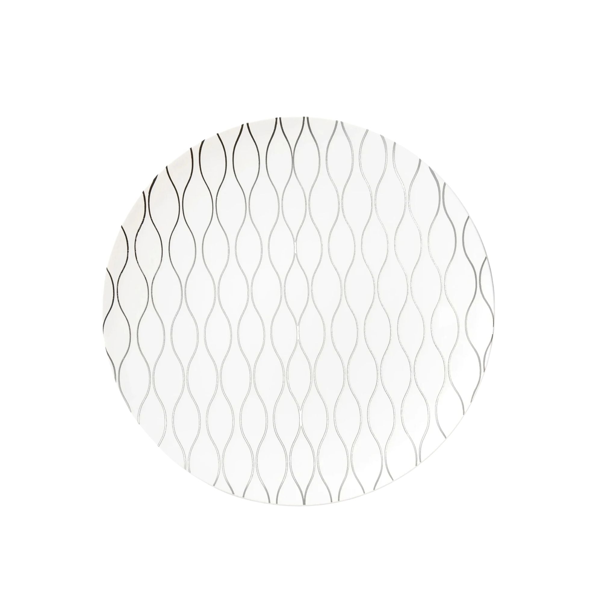 Whisk 7.5" White & Silver Plastic Appetizer/Dessert Plate 10 Pack