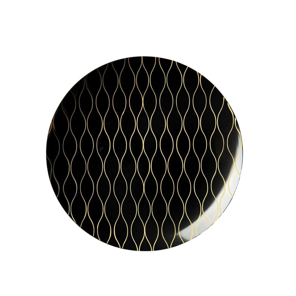 Whisk 7.5" Black & Gold Plastic Appetizer/Dessert Plate 10 Pack
