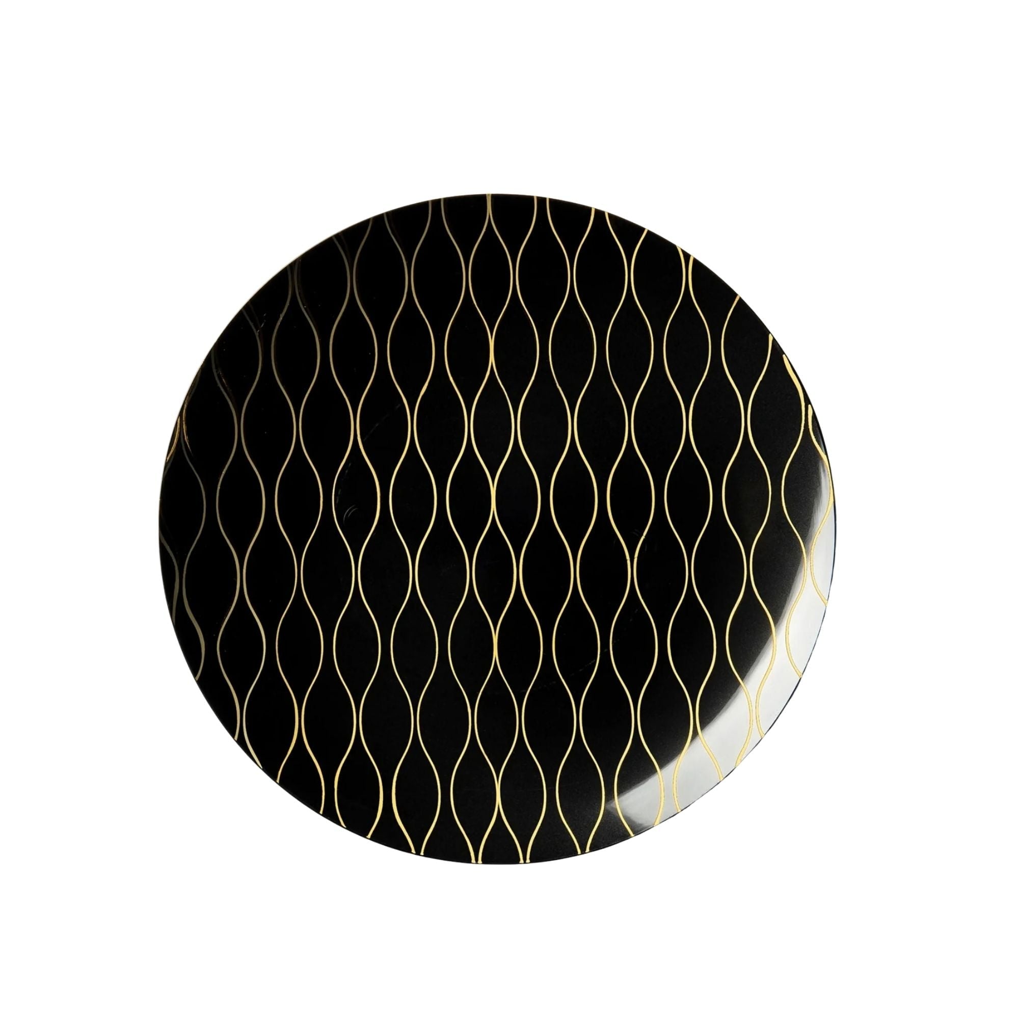 Whisk 7.5" Black & Gold Plastic Appetizer/Dessert Plate 10 Pack