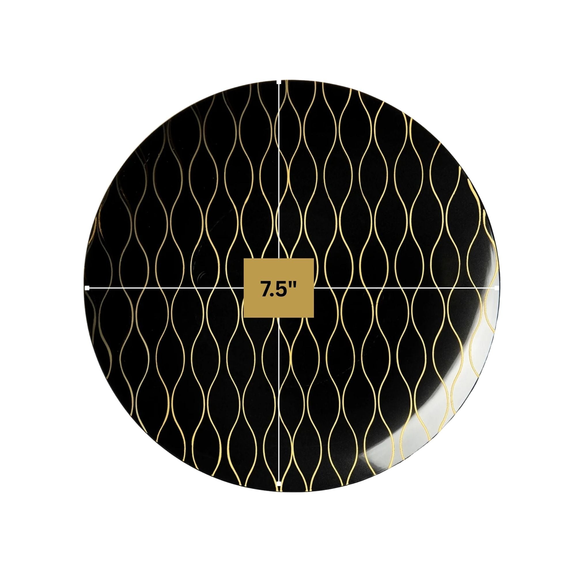 Whisk 7.5" Black & Gold Plastic Appetizer/Dessert Plate 10 Pack
