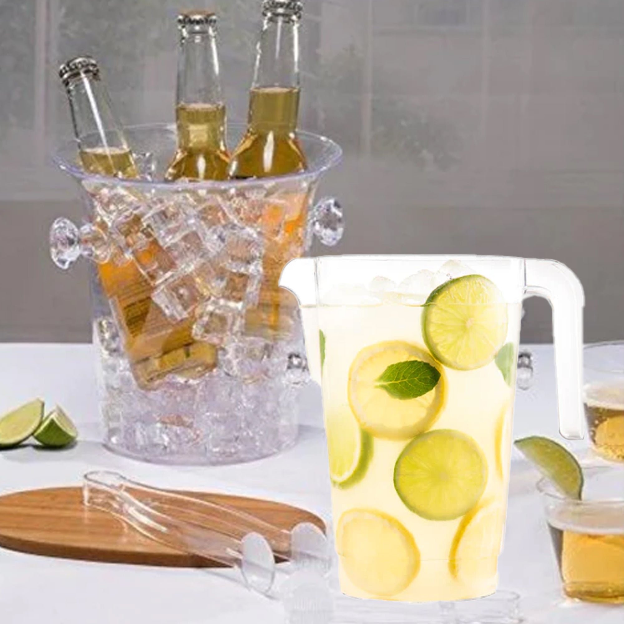 48oz Clear Plastic Disposable Pitcher With Handle 1 Pack