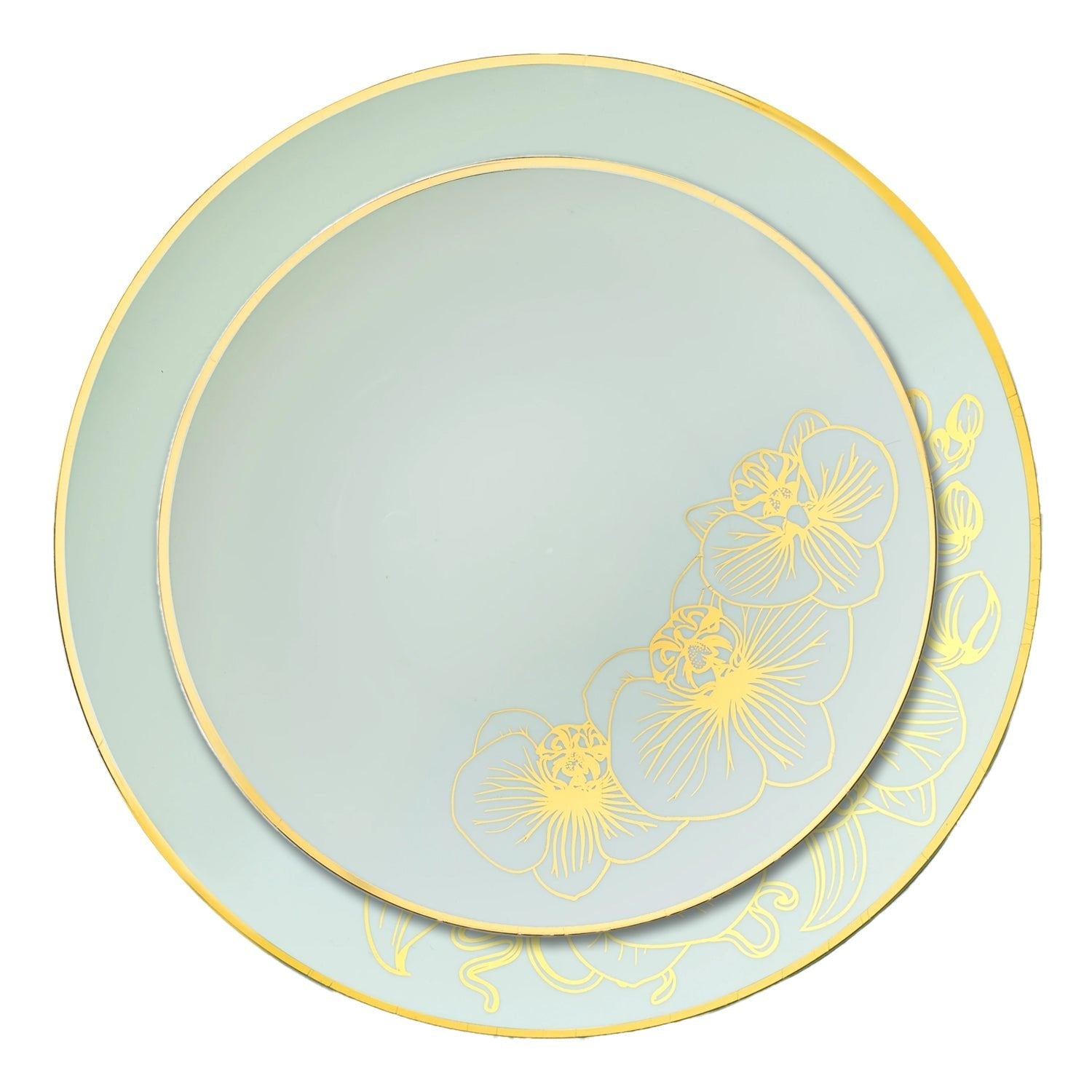 Orchid Antique 7.5" Turquoise & Gold Plastic Disposable Dessert Plates 10 Pack