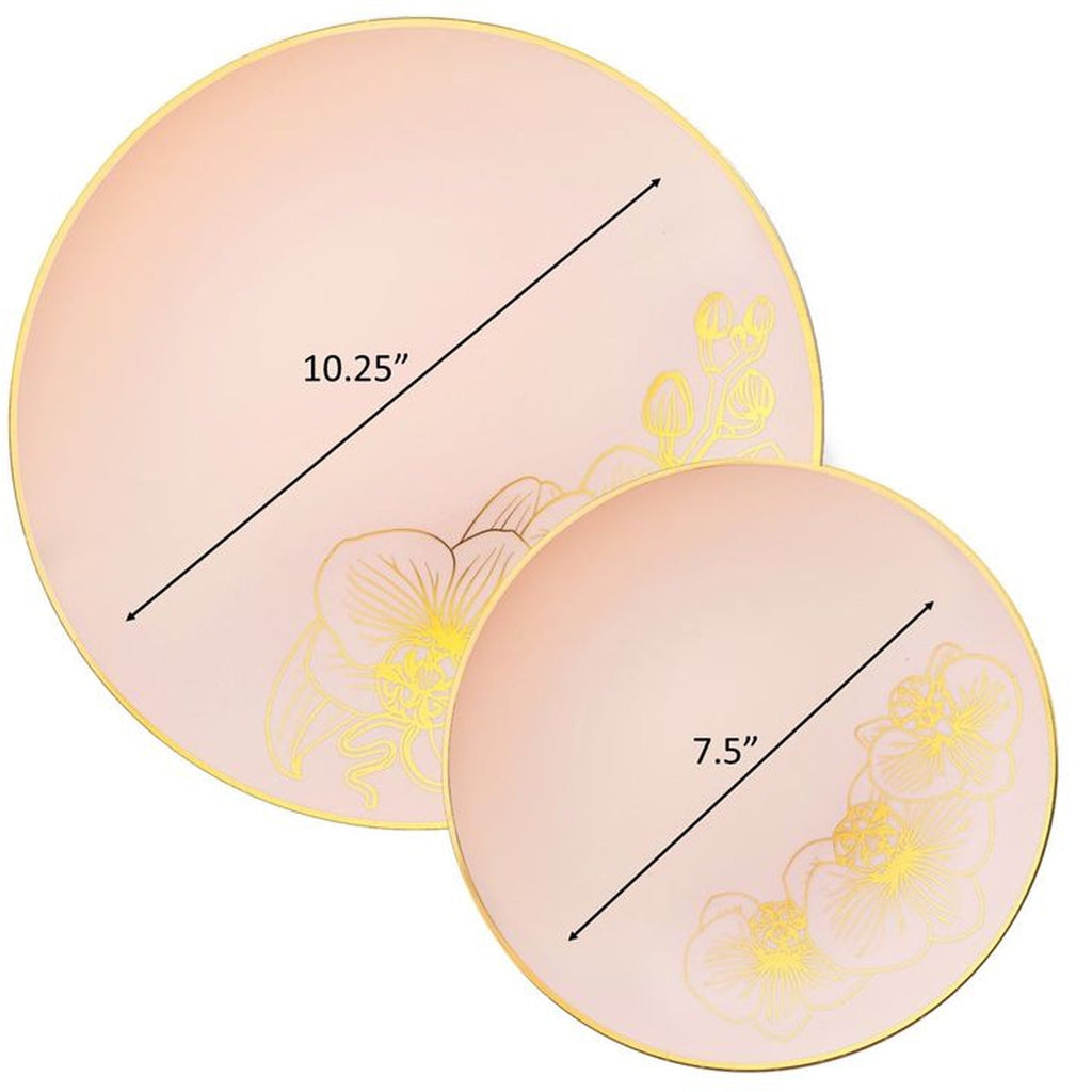 Orchid Antique 7.5" Turquoise & Gold Plastic Disposable Dessert Plates 10 Pack