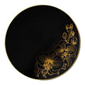 Orchid 10" Black & Gold Plastic Disposable Dinner Plate 10 Pack