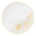 Orchid 10" White & Gold  Plastic Disposable Dinner Plate 10 Pack
