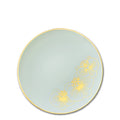 Orchid Antique 7.5" Turquoise & Gold Plastic Disposable Dessert Plates 10 Pack