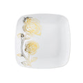 Peony 7.25" White & Gold Square Disposable Plastic Dessert Plate 10 Pack