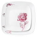 10.5"&7.25" White and Burgundy Square Disposable Plastic Plates COMBO Set-Peony 32Pc Set
