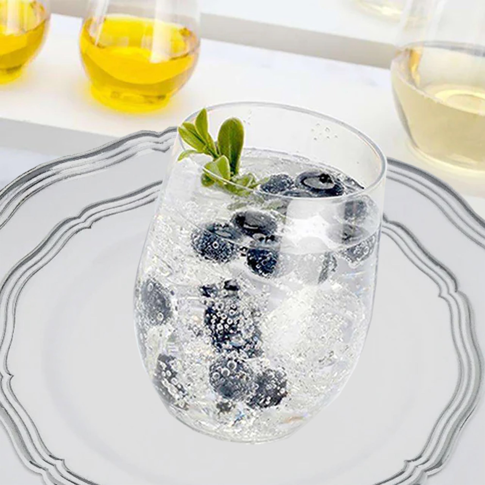 12oz Stemless Clear Plastic Disposable Wine Goblet