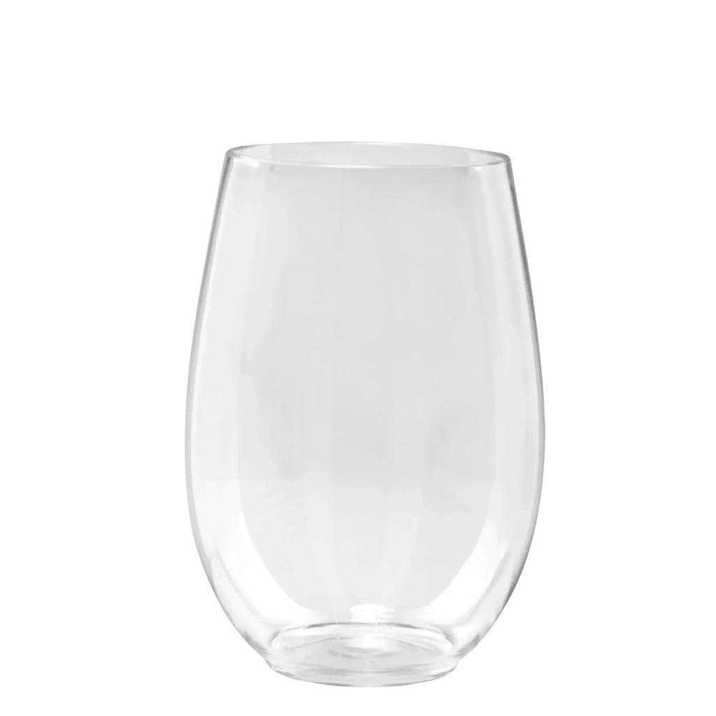 12oz Stemless Clear Plastic Disposable Wine Goblet