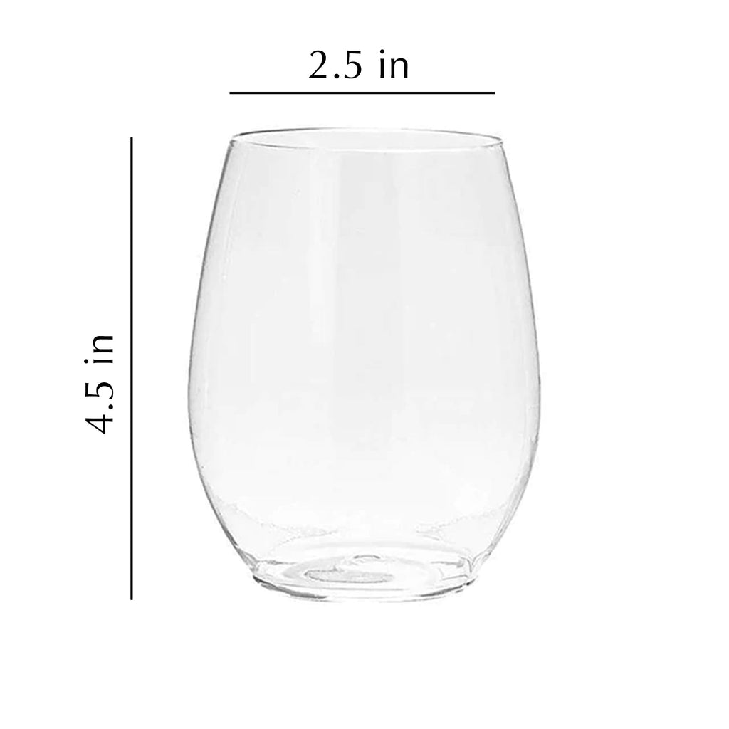 16oz Stemless Clear Disposable Plastic Wine Goblet 6 Pack