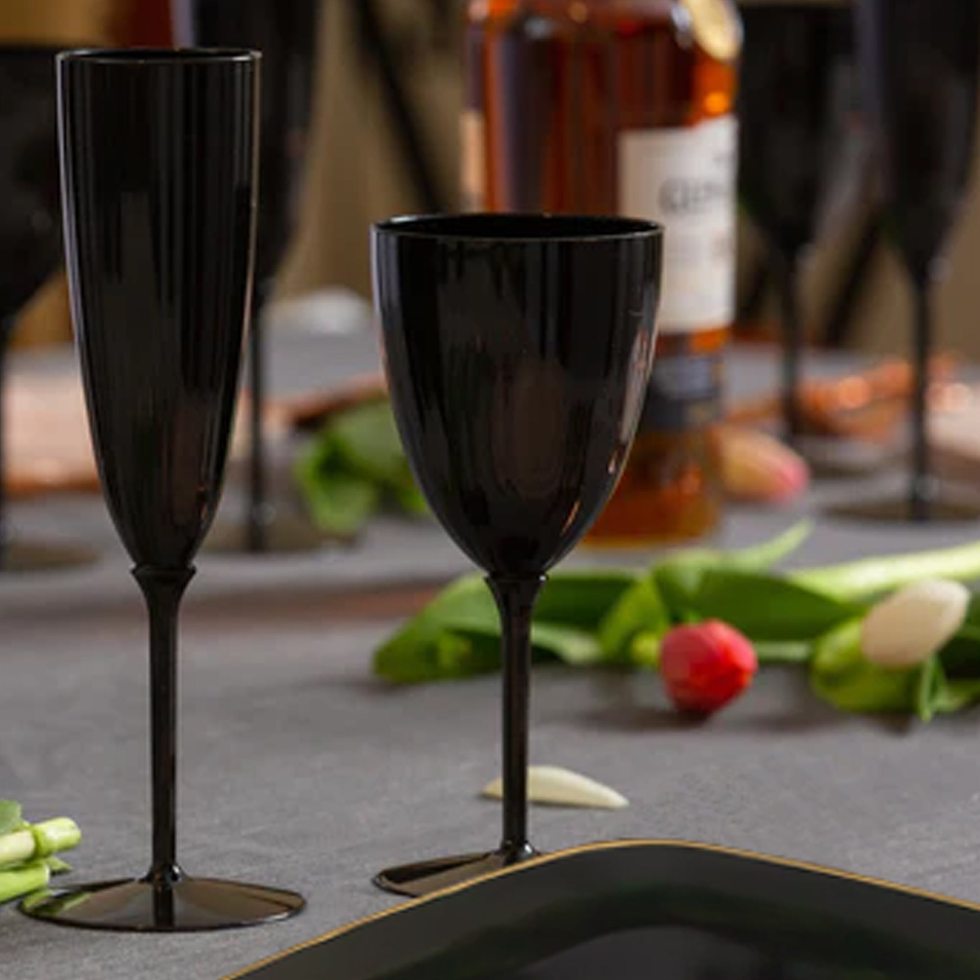 6oz Black Plastic  Disposable Champagne Cup 8 Pack