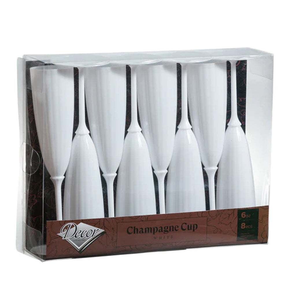 6oz White Plastic Disposable Champagne Cup 8 Pack