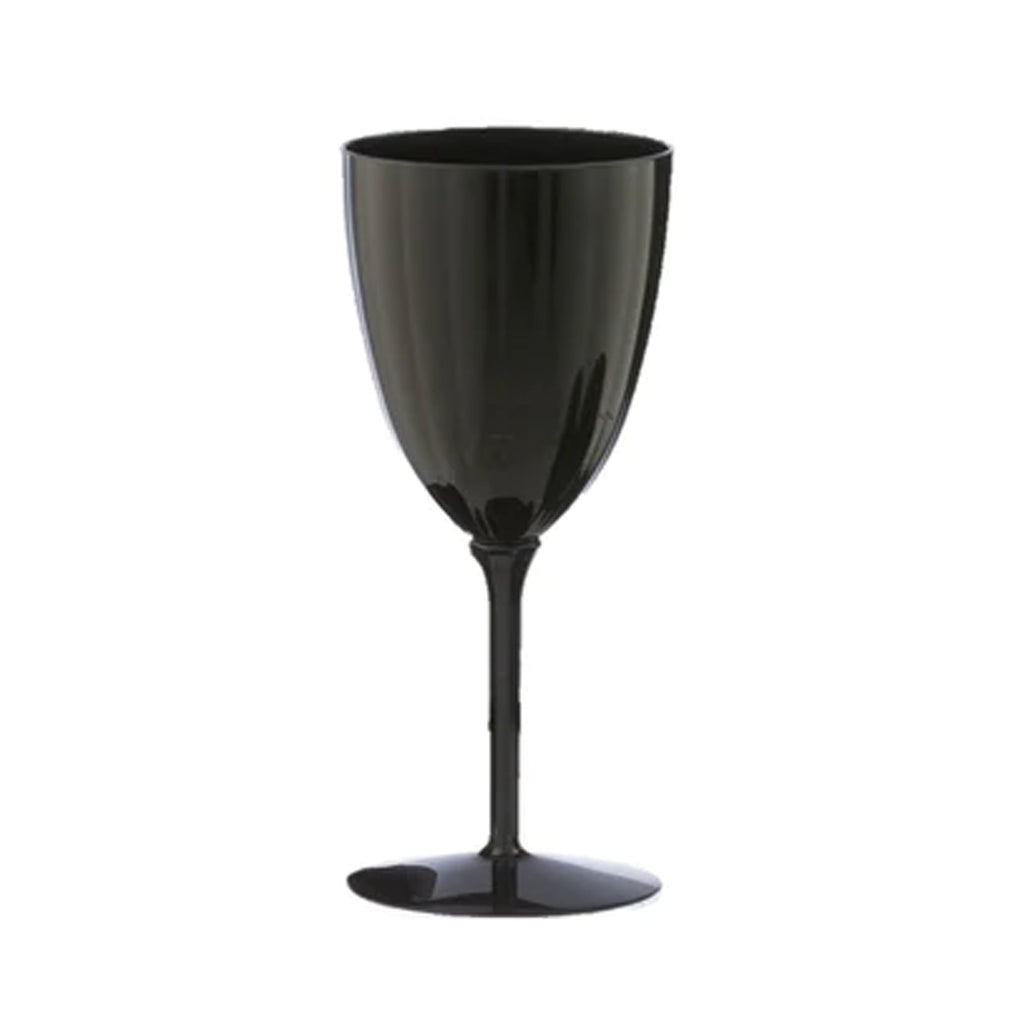 7oz Black Plastic Disposable Wine Goblet 8 Pack