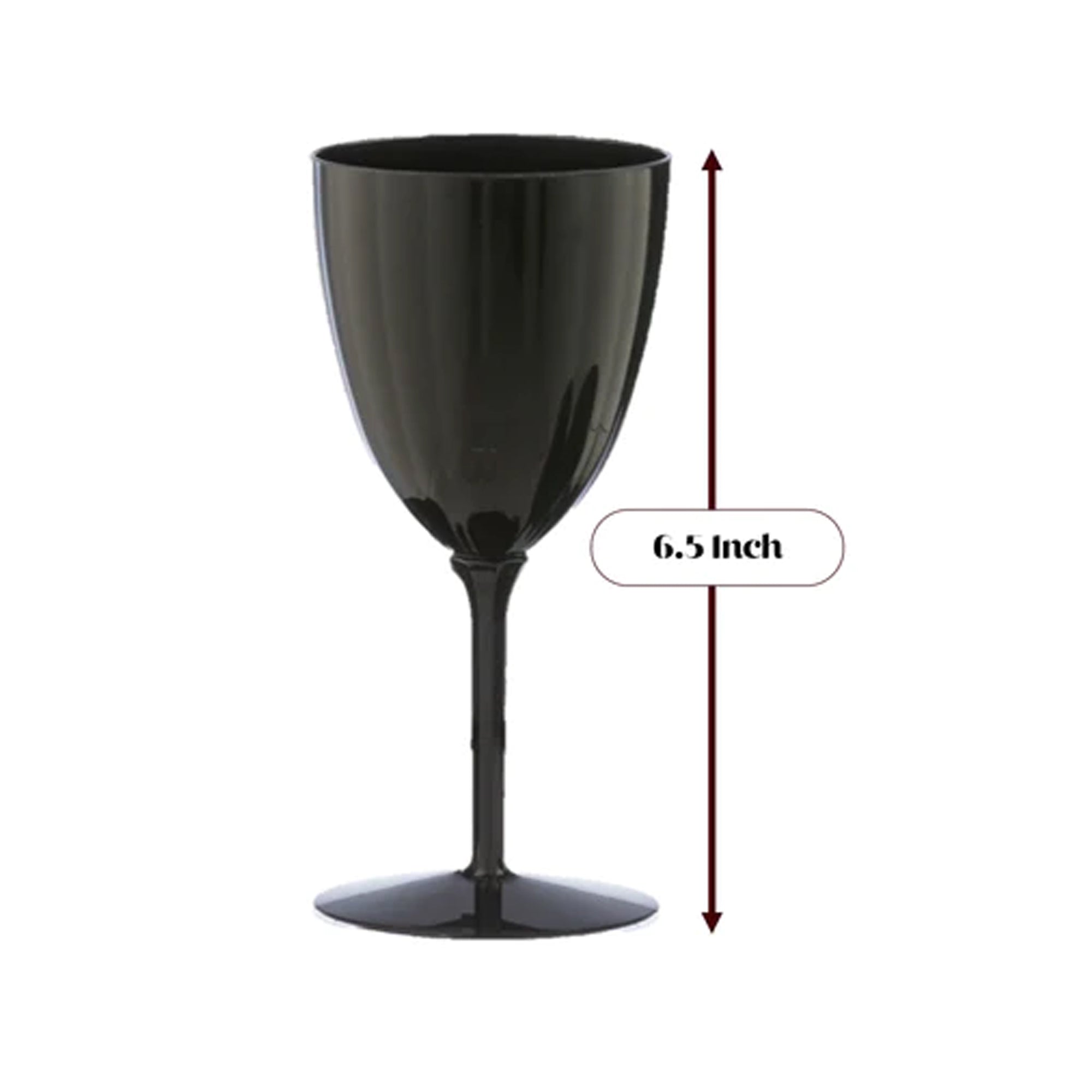 7oz Black Plastic Disposable Wine Goblet 8 Pack