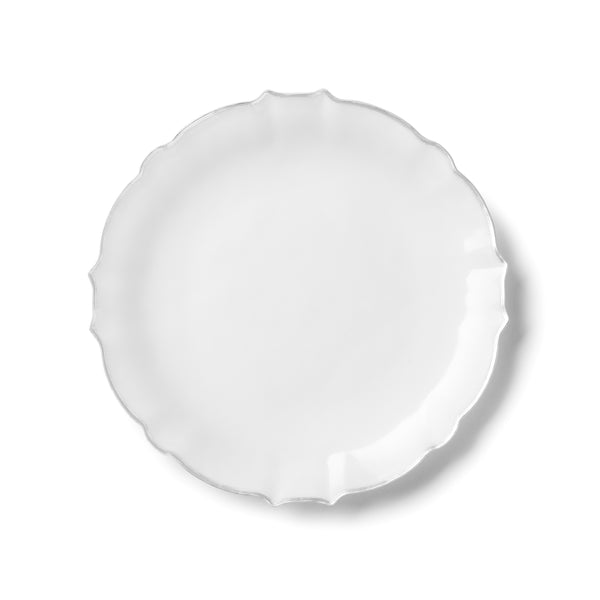 10.25"&7.5" White and Silver Round Disposable Plastic Plates COMBO Set-Luxe 32Pc