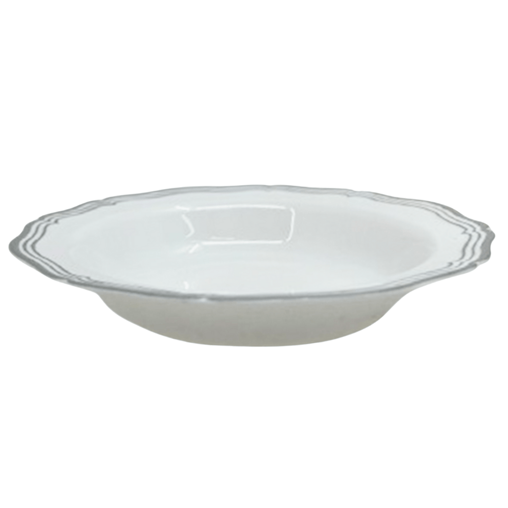 Aristocrat  7.5" White & Silver Plastic Soup Bowls 10 Pack