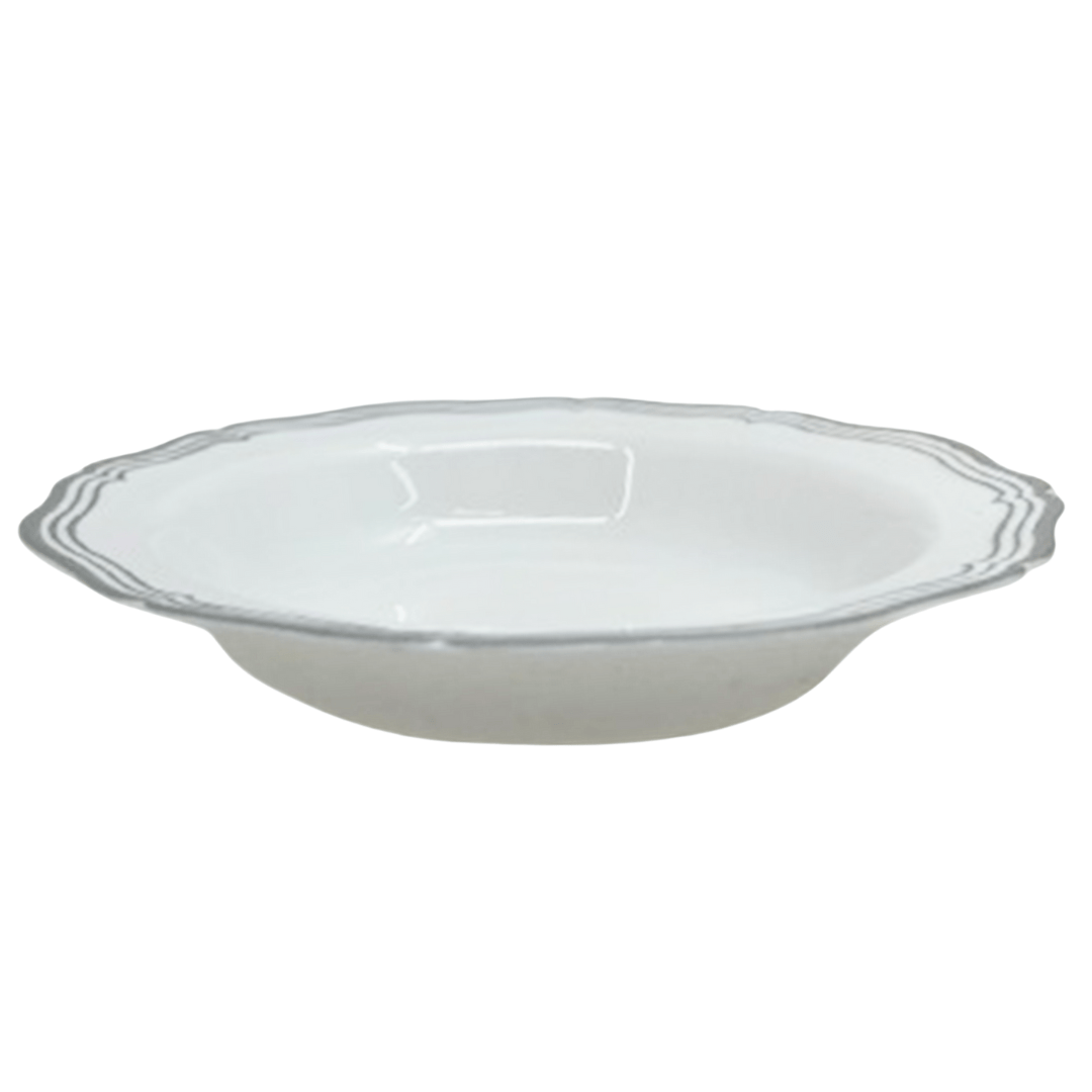 Aristocrat  7.5" White & Silver Plastic Soup Bowls 10 Pack
