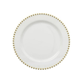 Beaded 7.5" White & Gold  EXTRA HEAVY Weight Plastic Dessert Plates