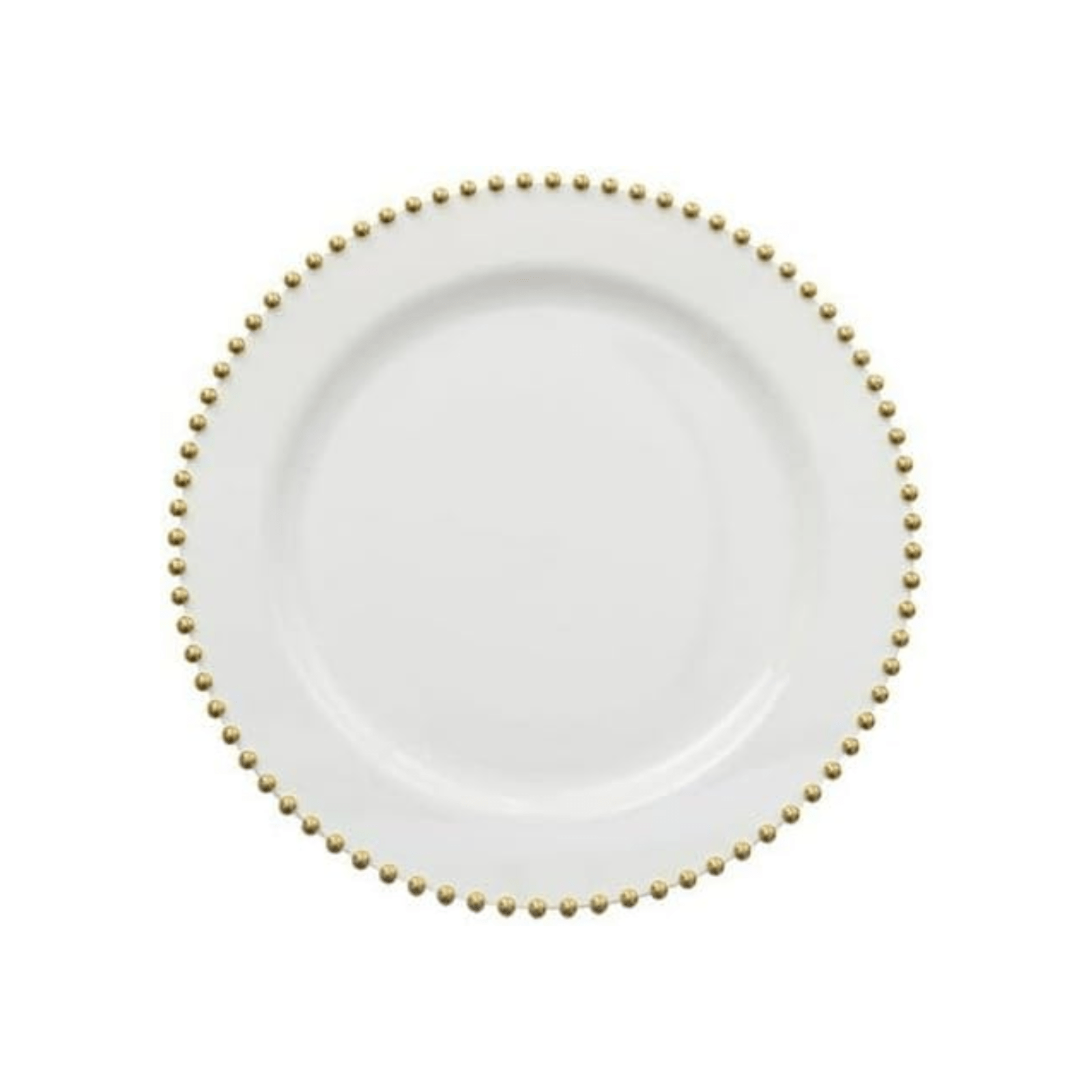 Beaded 7.5" White & Gold  EXTRA HEAVY Weight Plastic Dessert Plates