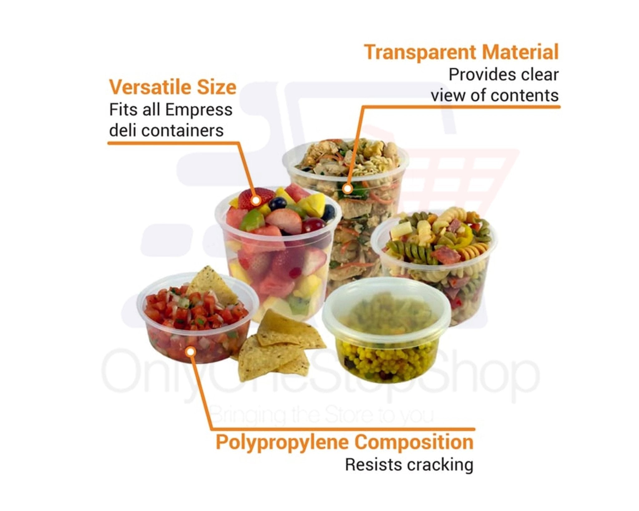 72 Pcs-COMBO Heavy Weight 24pcs each Deli Containers 8oz 16oz 32oz Disposable Plastic