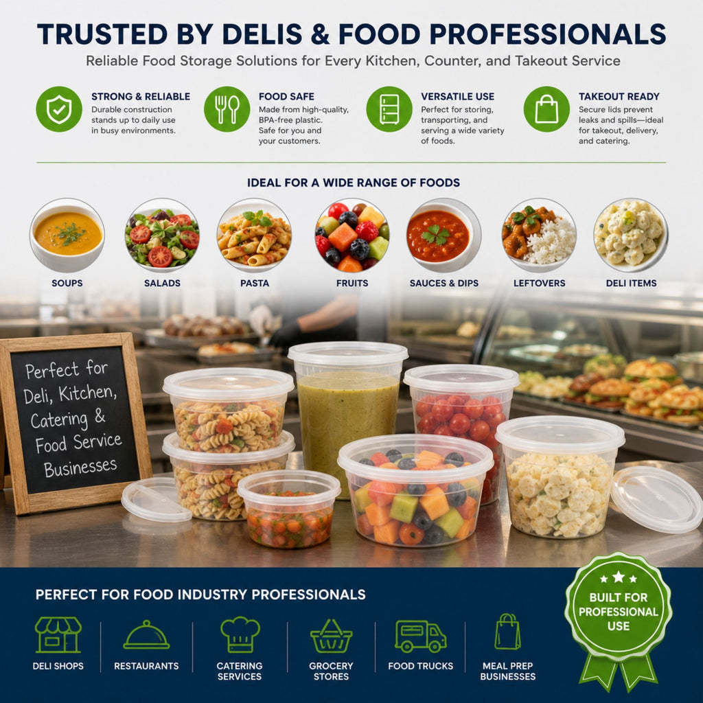 *WHOLESALE* 32oz Heavy Duty Plastic Disposable | Deli Containers with Lids