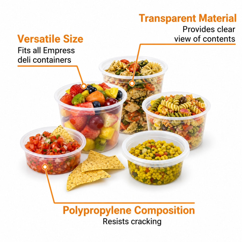 *WHOLESALE* 8oz Containers with Lids Heavy Duty Deli Disposable Plastic 240/case