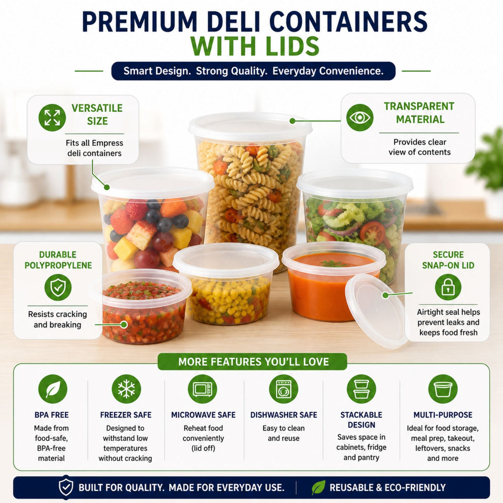 *BUY BULK* 16oz Containers with Lids Heavy Duty Plastic Deli Food Storage