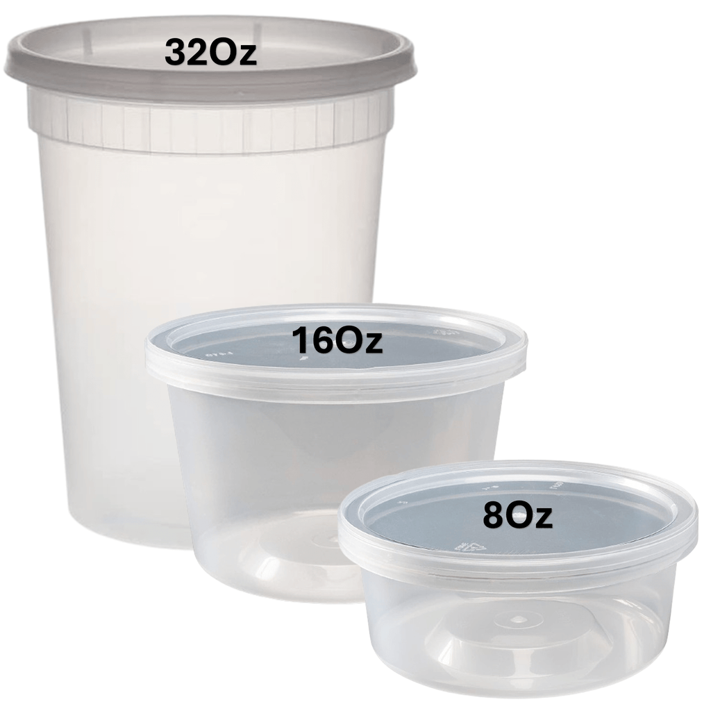 72 Pcs-COMBO Heavy Weight 24pcs each Deli Containers 8oz 16oz 32oz Disposable Plastic