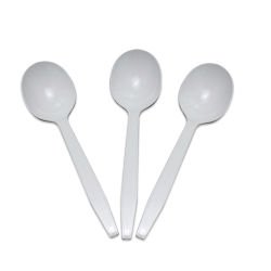*BUY BULK* Soup Spoons Plastic White Medium Weight Disposable