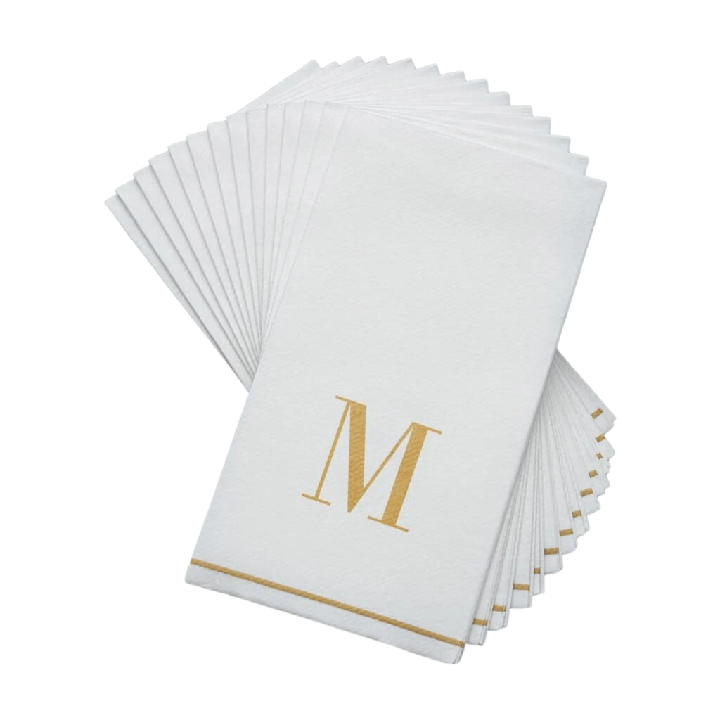 Letter M Gold Monogram Paper Dinner Napkins 14 Pack