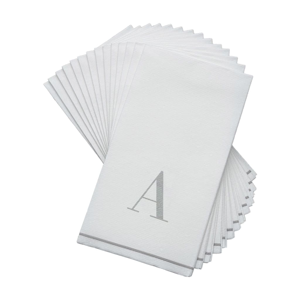 Letter A Silver Monogram Paper Dinner Napkins 14 Pack