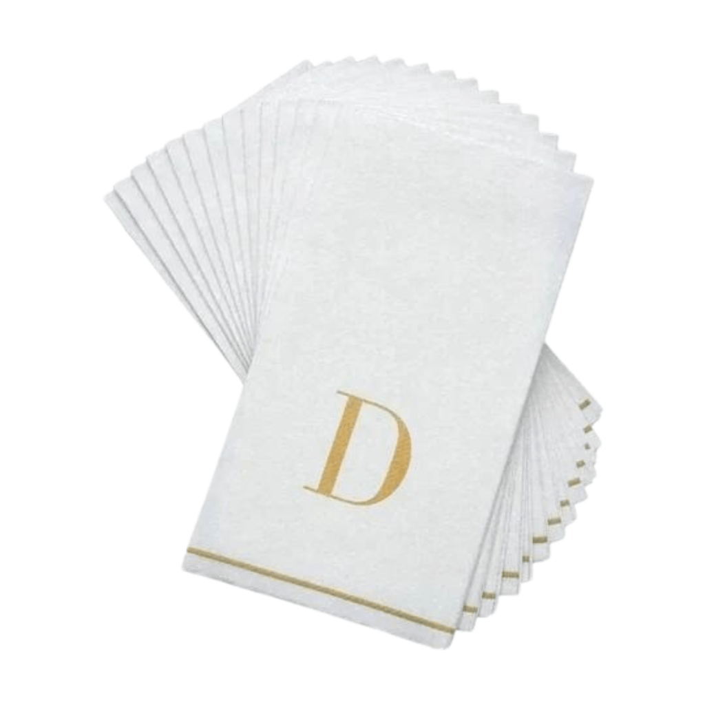 Letter D Gold Monogram Paper Dinner Napkins  14 Pack