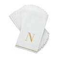 Letter N Gold Monogram Paper Dinner Napkins 14 Pack