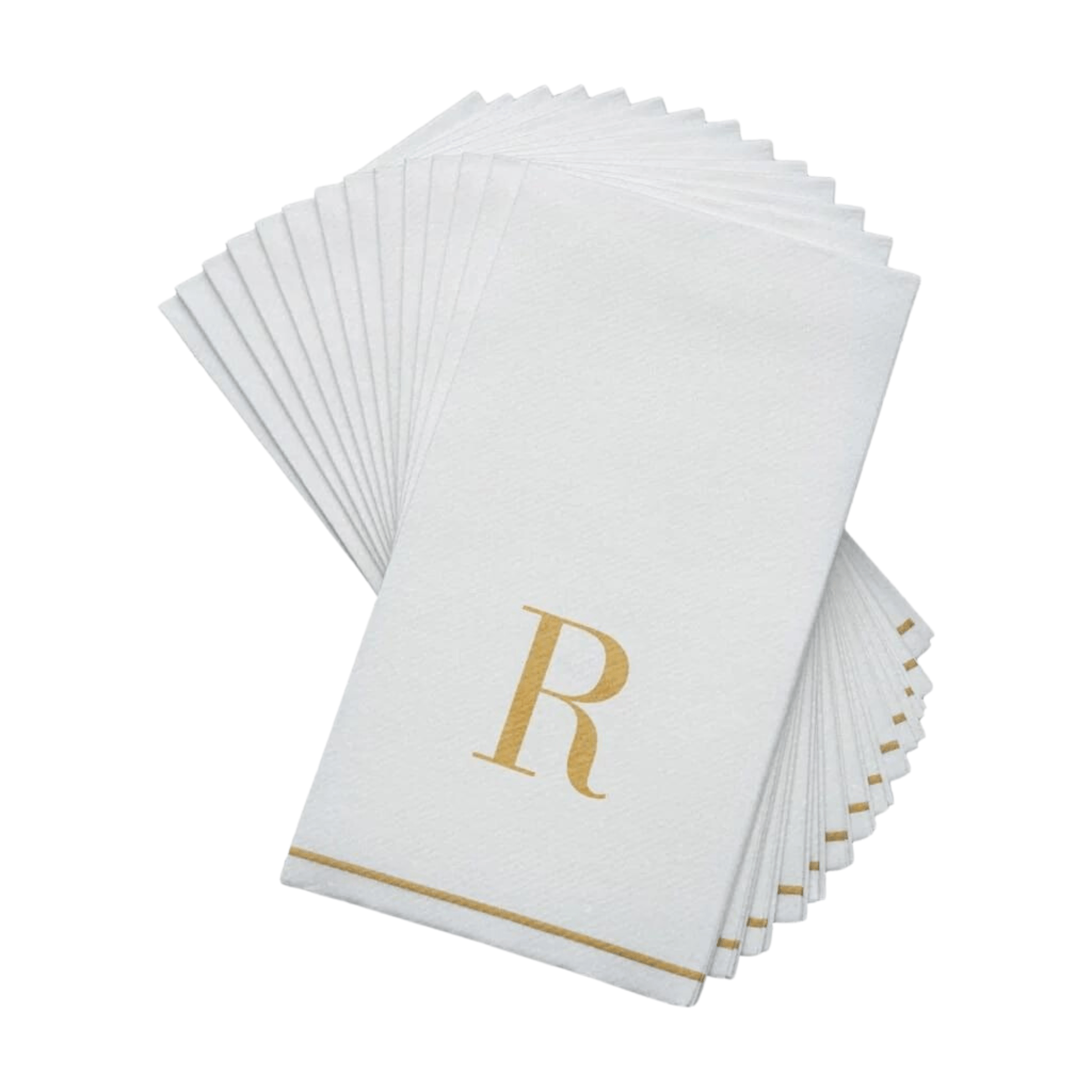 Letter R Gold Monogram Paper Dinner Napkins 14 Pack