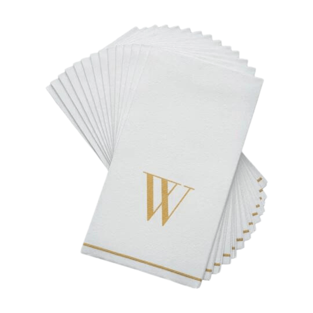 Letter W Gold Monogram Paper  Dinner Napkins  14 Pack