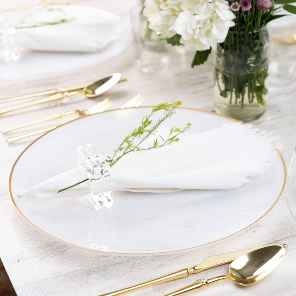 13" Transparent / Gold Rim Hammered Plastic Charger