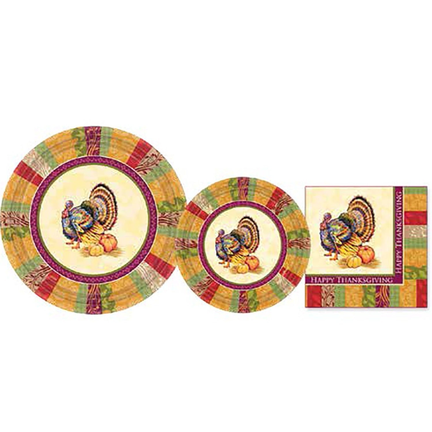 7" Paper Plates Fall Turkey 16 Pack ,