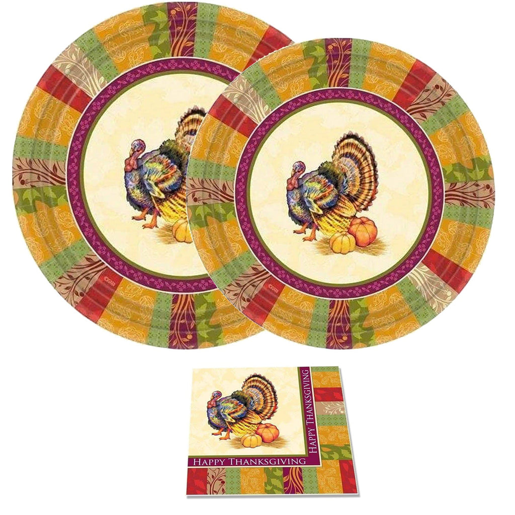 7" Paper Plates Fall Turkey 16 Pack ,