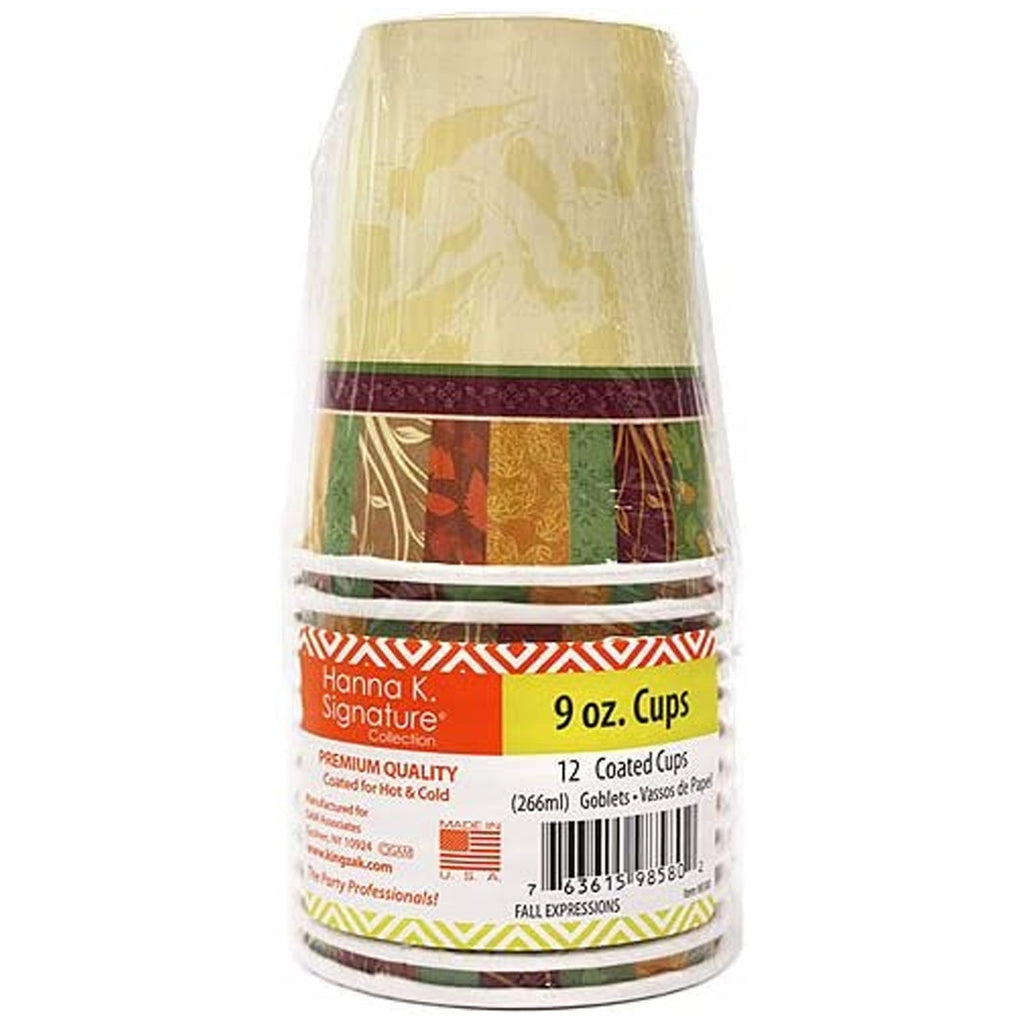 9oz Paper Cups Fall Design Heavyweight  9oz 12Pack