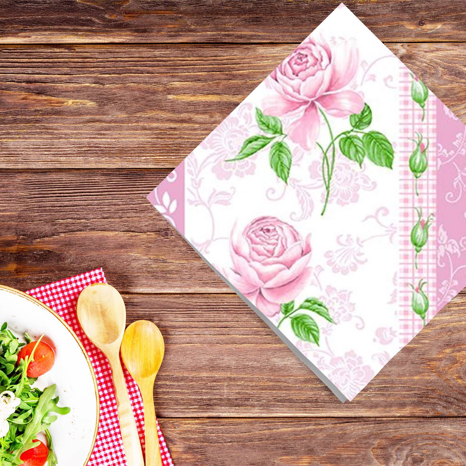 Flowers Pinkly Disposable Lunch Paper Napkins 20 Pack