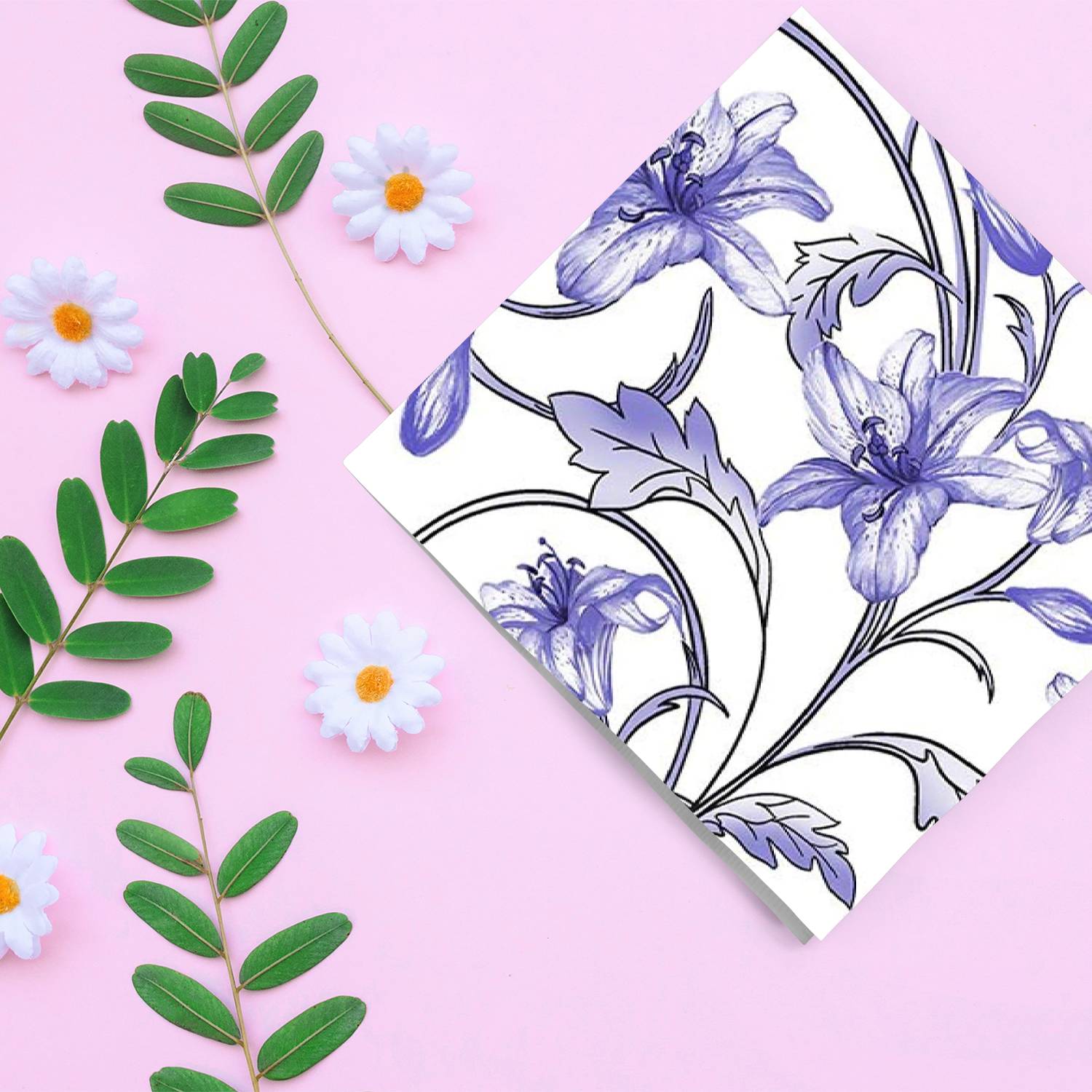 Flowers Purple Lunch Paper Napkins 20 Pack
