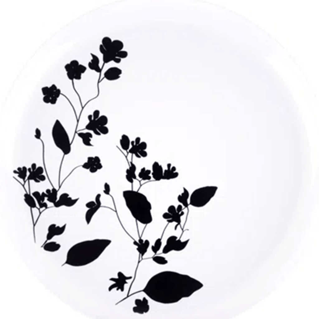 Garden 10" White & Black Plastic Disposable Dinner Plate 10 Pack