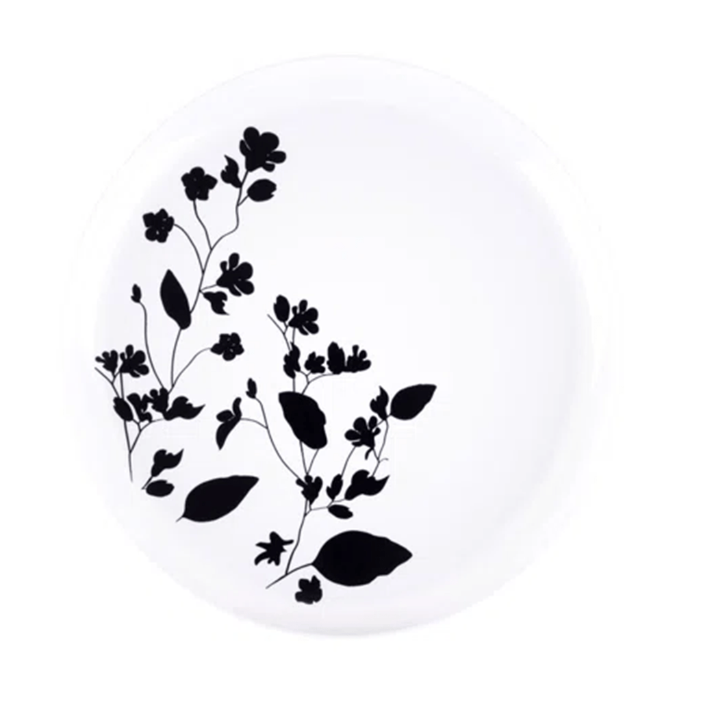 Garden 6.3" White & Black Plastic Disposable Dessert Plate 10 Pack
