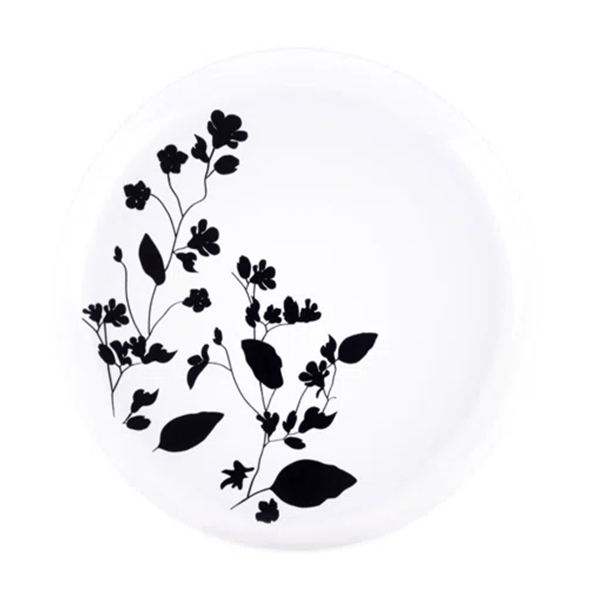 Garden 6.3" White & Black Plastic Disposable Dessert Plate 10 Pack